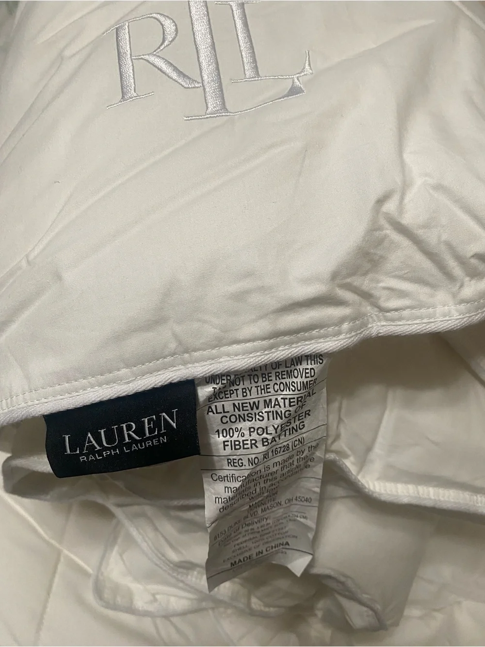 Lauren Ralph Lauren White 230-Thread Count Down-Alternative Comforter, Full/Quee